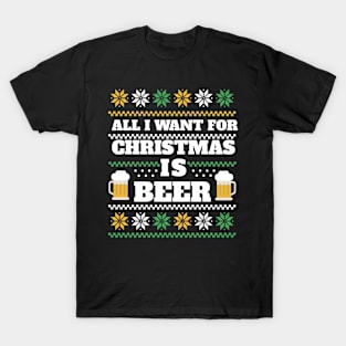 Festive Cheers: Ugly Christmas Sweater Beer Wish T-Shirt